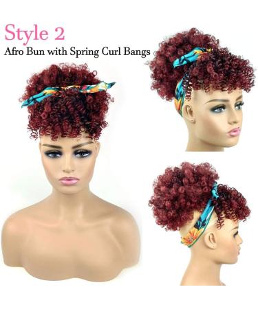 Afro Puff Drawstring Ponytail with Bangs Pineapple Updo Hair for Black Women Short Kinky Curly Ponytail Bun with 2 Bangs(#1B/BUG) 1 ponytail+ 2 bangs T1B/BUG - Buy Online on GoSupps.com