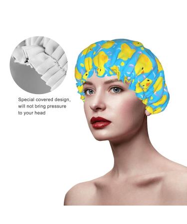 Yellow Rubber Ducks Shower Cap for Women - Adjustable Double Waterproof Layers | Hair Protection Reusable Spa Salon Hat - One Size - Buy Online on GoSupps.com