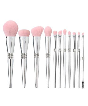 Eleven High-end Makeup Brushes With Drill Soft Hair Eye Shadow Foundation Make-up Beauty Tools white-Fruit peach5 20cm
