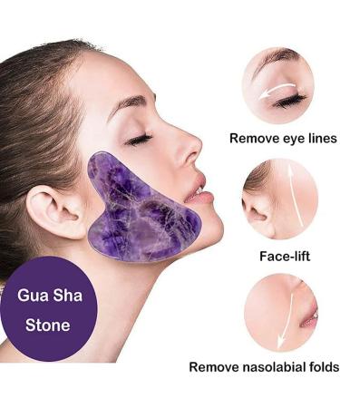 BEEAR Jade Gua Sha Facial Tool - Natural Amethyst Guasha Stone Facial Tool with Gift Box for Face Massager Skin Tightening and Muscles Relaxing 100% Authentic (Purple) - Buy Online on GoSupps.com