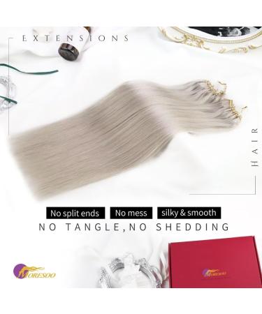Moresoo Real Hair Extensions - 45cm Blonde Microring #60A - 50 Strands Cold Fusion Loop Extensions - Buy Online on GoSupps.com
