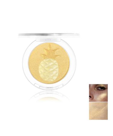 Highlighting Powder - Sculpting Illuminating Shimmer Makeup Powder 4 Shades for Multi-Use Eyes Cheeks Brows Lips 0.22OZ/9g (02#Pineapple)