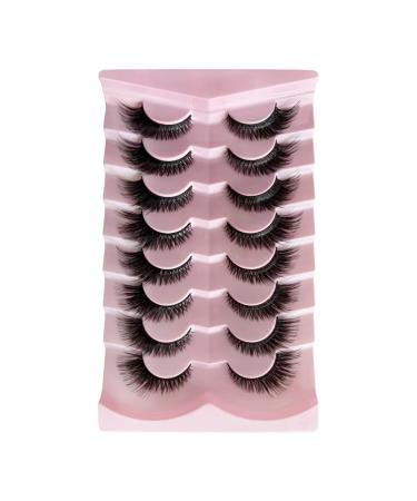 Aussido Eyelashes Cat Eye Lashes Natural Look Wispy Fluffy False Half lashes 8 Pairs