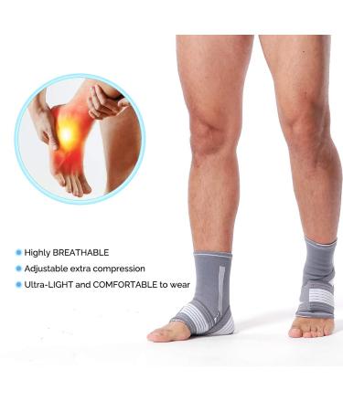 Neotech Care Ankle Brace Support - Adjustable Compression Strap - Grey - Size M 1 Pair - Buy Online on GoSupps.com