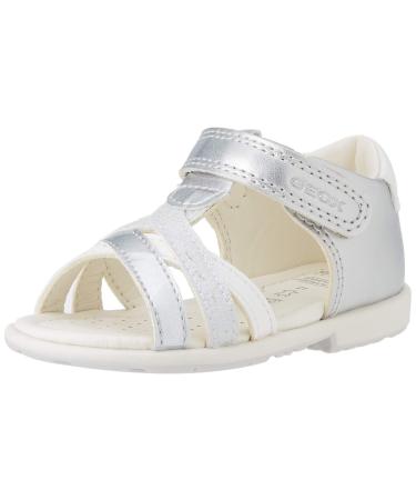Geox Girl's B Verred B Sandals 5 UK Lt Grey White