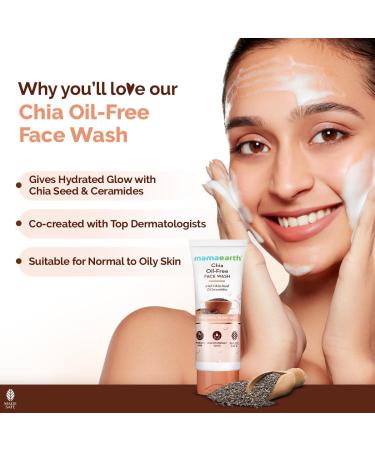 MAMAEARTH Chia Oil-Free Face Wash with Chia Seed & Ceramides | For Normal to Oily Skin | Co-Created with Dermats | Oil-Free Formula | Cleanses Deeply | 100 ml/3.38 Fl Oz - Buy Online on GoSupps.com