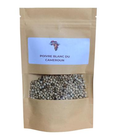 White pepper from Cameroon Aromatic whole peppercorns Fine spice for sauces meats and fish 25g