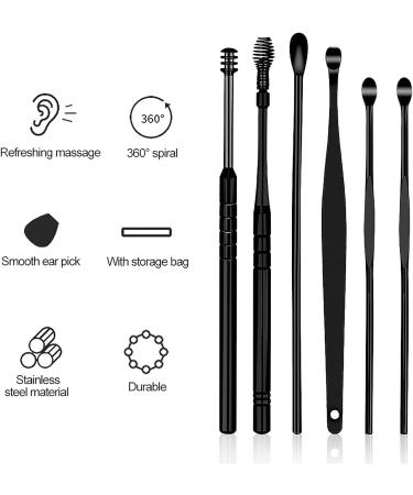 6pc Steel Earwax Cleaner Tool Set with Storage Box - Black - Buy Online on GoSupps.com