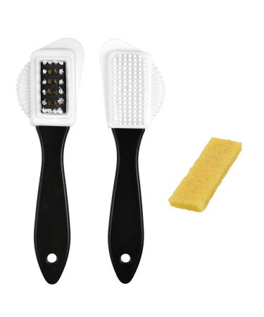 Flintronic 2 Pcs Suede & Nubuck Brushes 4-sided Shoe Cleaner With Brass Suede Shoe Brush Suede Cleaner Nubuck Brush For Cleaning Decontamination Of boots Jackets Luxury Leather Care With an Eraser 2 Brushes+an Eraser