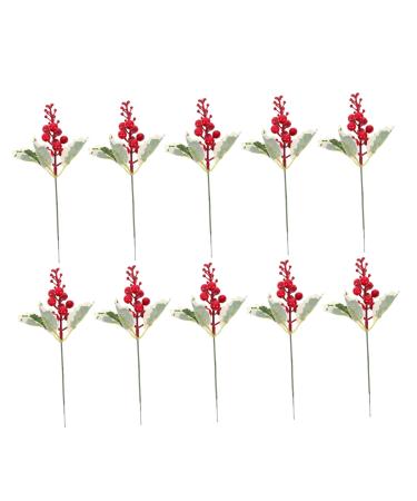 DECHOUS 10pcs Simulated Christmas Berries Red Berry Branches Christmas Holly Berries Red Berries Garland Christmas Wreath Decorations Christmas Berry Picks Branch Household Plastic Cutting