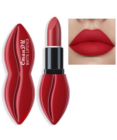 Easilydays Matte Red Lipstick for Women A Big Kiss Lip Mouth Lipstick Moisturizing Velvet Lipsticks Fresh Natural Velvet Lip Stain Long-Lasting Wear High Pigmented Dark Makeup Lip Gloss (#02)