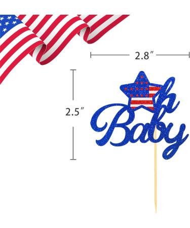 24Pcs Oh Baby Independence Day Cupcake Toppers 4th of July Cake Toppers for Oh Baby Cake Toppers for USA Day Patriotic Baby Shower Party Supplies (Oh Baby) - Buy Online on GoSupps.com