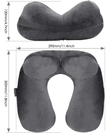 UROPHYLLA Inflatable Travel Pillow - Soft Velvet Neck Pillow for Airplane, Car & Office - Grey - Buy Online on GoSupps.com