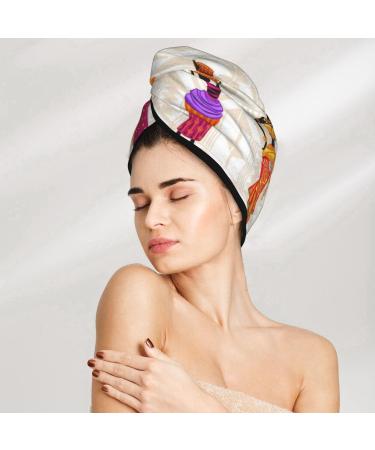 Beautiful Black African Woman Microfiber Hair Towel - Soft Super Absorbent Coral Velvet Wrap for Long Curly & Thick Hair - Quick Dry Cap for Women - Buy Online on GoSupps.com