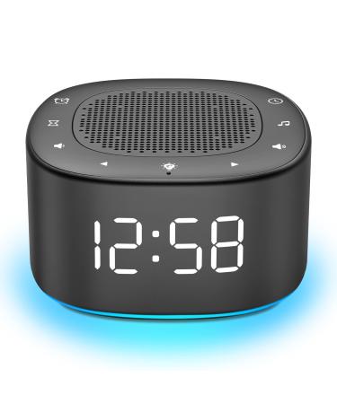 HOUSBAY Sound Machine with Alarm Clock- 2 in 1, 18 Soothing Sounds, Digital Clock with Dimmer, 7 Color Night Light with ON/Off Options, Sleep Timer, White Noise Machine for Sleeping