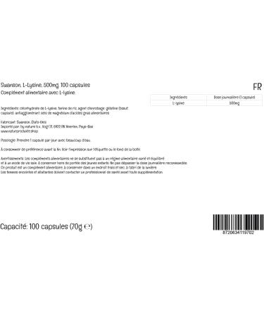 Swanson L-Lysine 500mg 100 Capsules - High Dose, Lab-Tested, Soy-Free, Gluten-Free, Non-GMO - Buy Online on GoSupps.com