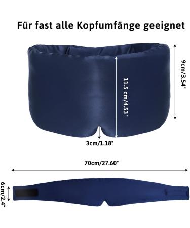 ATREEEBAG Silk Sleep Mask | Unisex 100% Skin-Friendly Silk Eye Mask | Adjustable Night Mask for Home & Travel | Navy Blue - Buy Online on GoSupps.com