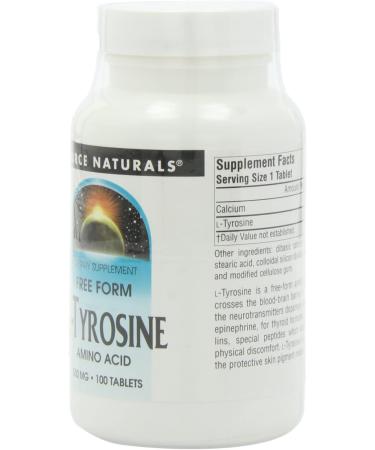 Source Naturals L-Tyrosine 500 mg - 100 Tablets | Support Mood & Focus - Buy Online on GoSupps.com