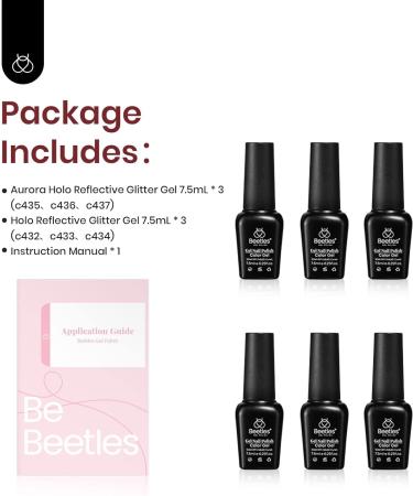 Beetles Reflective Glitter Gel Nail Polish Kit - 6 Holographic Colors for Sparkling Manicures - Buy Online on GoSupps.com