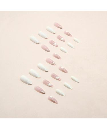 Justotry 24 Pcs Pale Orange Heart Stiletto False Nails with Nail Glue - Almond Medium Stick on Nails for Women - French Press on Nails Pattern - Fake Nails for Nail Art - Buy Online on GoSupps.com
