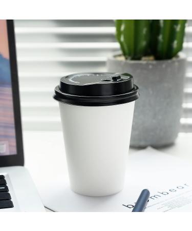 12 oz RACETOP Paper Coffee Cups with Lids 100 Pack - Disposable Hot Cups - Buy Online on GoSupps.com