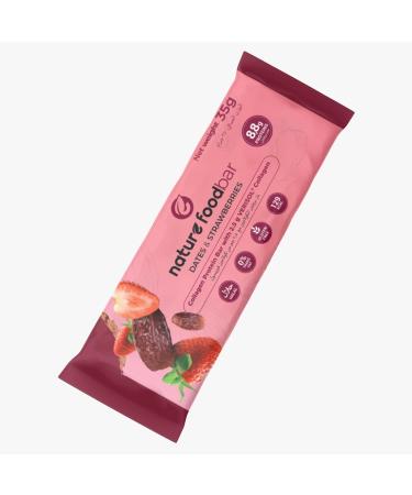Buy Nature Foodbar Date & Strawberry Protein Bars - 12 Units 35g | Halal Gluten-Free 8.8g Protein 2.5g Collagen 0% Trans Fat | Healthy Snack Online - Buy Online on GoSupps.com