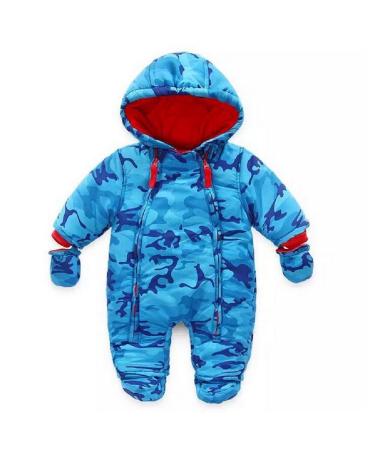 Vine Baby Snowsuit Toddler Hooded Down Jumpsuit Infant Thick Romper Footie Outwear Winter Coat Zipper Outfits Wear Girls Boys 3-6 Months B