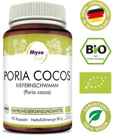 Poria Cocos Mushroom Powder Capsules | Organic Vegan Superfood | 93 x 800mg Capsules for Immune Support & Wellness - Buy Online on GoSupps.com