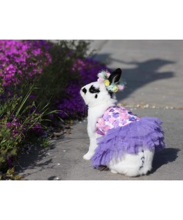Yekeyi Spring Summer Princess Pet Dress - Cute Bunny Tutu for Dogs & Cats | Violet Flower Costumes for Rabbits - Buy Online on GoSupps.com