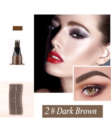 Microblading Eyebrow Pen - Professional 4-Point Pencil for Natural Looking, Waterproof Makeup with Gift - Dark Brown - Buy Online on GoSupps.com