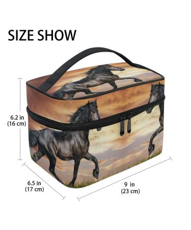 Daisy Black Horse Cosmetic Organizer Bag - Stylish Zipper Makeup & Wash Bag for Women & Girls - International Shipping Available - Buy Online on GoSupps.com
