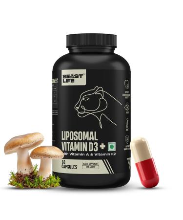 Liposomal Vitamin D3 Plus with Vitamin A & Vitamin K2 for Immune Support Bone Health & Absorption Skin Support Calcium Utilization & Arterial Health Max 60 Capsules 60 Count (Pack of 1)