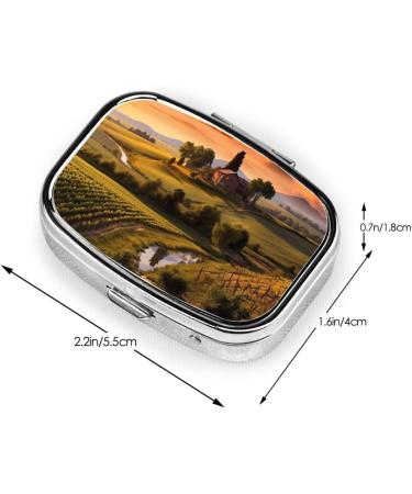 Farm Scenery 2 Compartment Pill Case | Cute Travel Pill Box Organizer for Purse | Ideal Small Gift - Buy Online on GoSupps.com