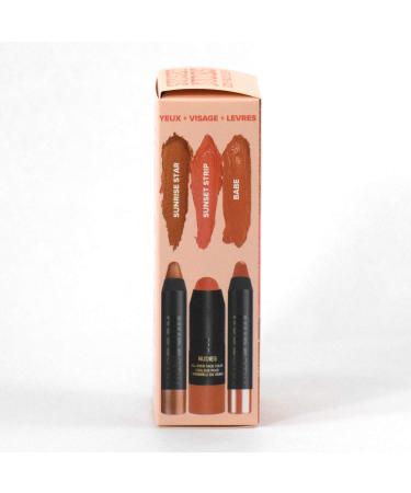 NUDESTIX Sunset Nudes 3-piece Set: Blush Color in Sunset Strip  Eye Color in Sunrise Star  Color Lip + Cheek Balm in Babe