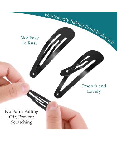 Lusofie 60Pcs 2 Inch Metal Hair Snap Clips for Women Girls with Storage Box - Gold, Silver, Black | Simple Snap Barrettes - Buy Online on GoSupps.com