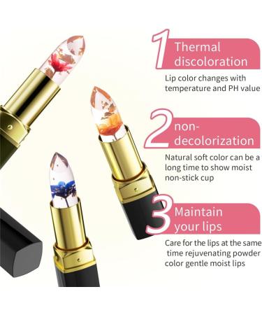  HADAVAKA Color-Changing Flower Lipstick Long-Lasting Moisturizing Lip Stick Non-Fade-Resistant Moisturizing Lip Balm Sheer Flower Jelly Lipstick (3PCS) - Buy Online on GoSupps.com