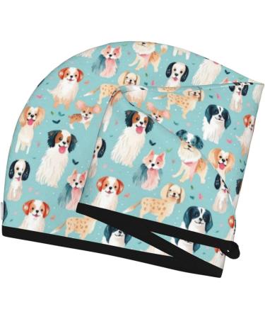 Ultra Plush Microfiber Hair Towel Wrap for Women - Ultra Absorbent Twist Hair Turban for Curly Long & Thick Hair - Colorful Dog Design - Buy Online on GoSupps.com