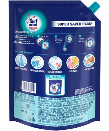 Buy Surf Excel Top Load Matic Liquid Detergent Pouch - 2L | International Shipping Available - Buy Online on GoSupps.com