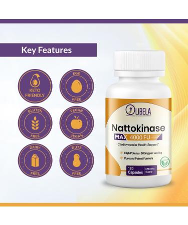 Nattokinase 4 000 FU - 180 Capsules for 6 Months | Supports Heart Health Circulation Detox & Natural Blood Thinning - Buy Online on GoSupps.com
