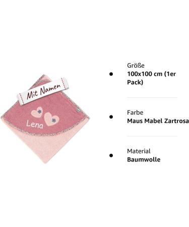 Personalized Sterntaler Hooded Towel for Babies & Children - Mouse Mabel in Tender Pink (100x100 cm) - Perfect Bath Towel for Kids - Buy Online on GoSupps.com