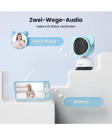 iegeek 5-Inch 1080p WLAN Babyphone with Camera App | PTZ 355 | 4x Zoom | IR Night Vision | Movement & Noise Recognition - Buy Online on GoSupps.com