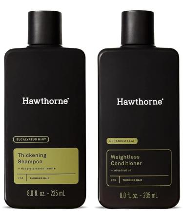 Hawthorne Men's Thickening Shampoo and Conditioner Hair Set. Includes Thickening Shampoo and Weightless Conditioner. Sulfate Free Paraben Free. 8 Fl Oz Each.