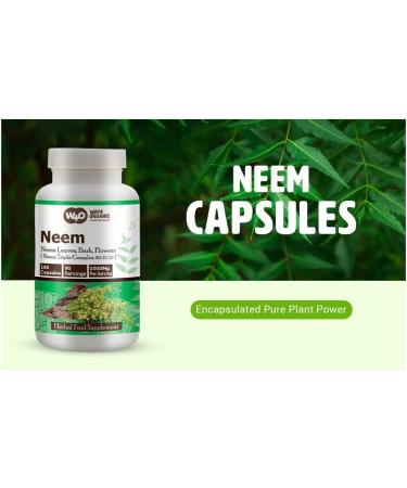 WAY 4 ORGANIC W4O Neem Triple Complex - High-Potency Azadirachta Indica Capsules Neem Leaves Bark Flowers in Ratio (80:10:10) - 180 Capsules 90 Serving 1000 Mg per Serving. Pack of 1. - Buy Online on GoSupps.com