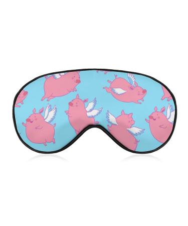 Flying Piggy Blue Sky Sleep Mask Eye Cover for Sleeping Blindfold with Adjustable Strap Blocks Light Night Travel Nap for Men Women