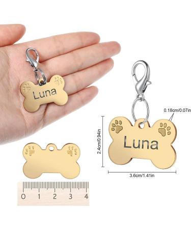 Natiform Stainless Steel Personalized Pet ID Tag - Engraved Dog Name Tags - Paw Print Design for Dogs/Cats - Gold - Buy Online on GoSupps.com