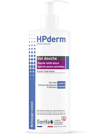 Sorifa Laboratory 6 pieces HPderm shower gel high color power 2in1 body and hair especially for sensitive skin tattoos weakened hair frequent use pH neutral without soap pump 500 ml - Buy Online on GoSupps.com