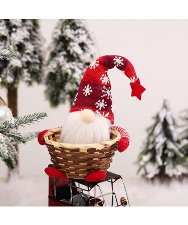 FELTECHELECTR Storage Ornament Basket Gnome Wicker Handmade Doll Candy Christmas Adorable Party Holiday 31X15X15CM Red - Buy Online on GoSupps.com