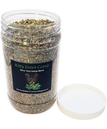 Organic Catnip with Silvervine by Kitty Green - Grown in North America - 2.5 Full OZ's of Nip Contained in a Sturdy Jar - Buy Online on GoSupps.com