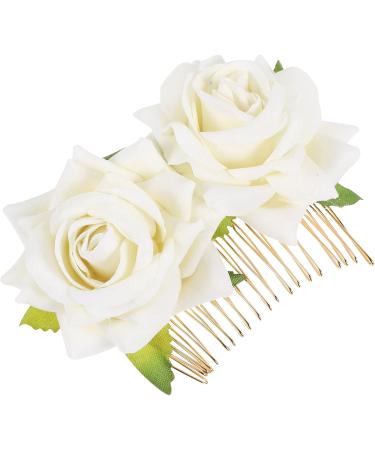 Minkissy Rhinestone Headpiece Rose Flower Bridal Hair Combs Bride Floral Hair Clip Combs Rose Hair Side Combs Wedding Festival Floral Headpiece Party Headdress for Women (White) Wedding D cor - Buy Online on GoSupps.com