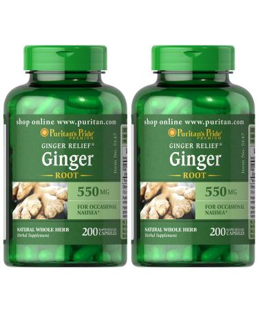 Puritan's Pride Ginger Root 500mg 400 count (pack of 2 100) Twin Pack 400 count